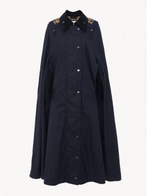 Chaquetas Chloe Barbour For "Hadrien" Long Cape Azul Marino | CHE-SR13779