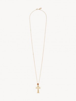 Collares Chloe Alphabet With Pendant Doradas | CHE-SR14336