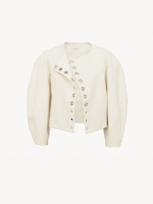 Leather Chloe Boxy Jacket Blancas | CHE-SR14104