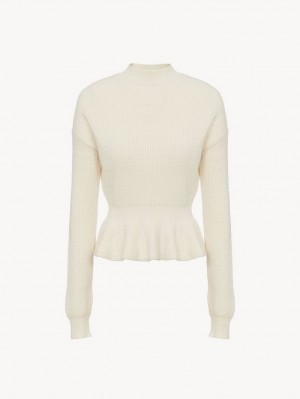 Prendas De Punto Chloe Peplum Blancas | CHE-SR13963