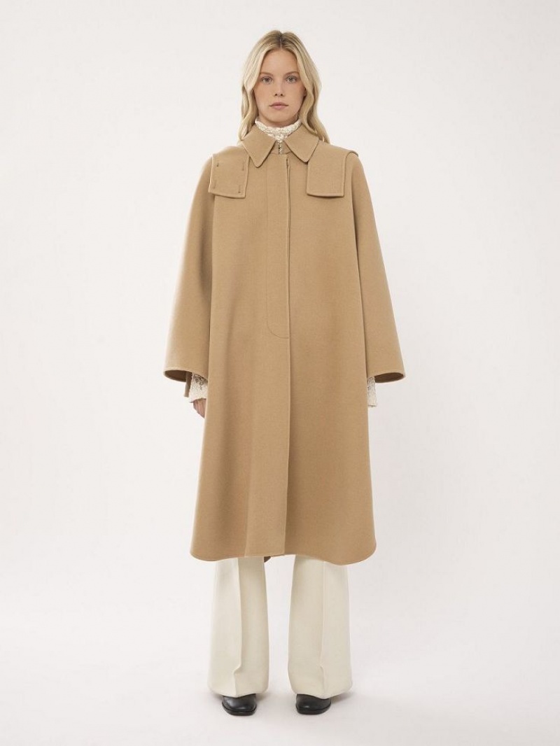 Abrigos Chloe Encapuchado Cape Beige | CHE-SR13821