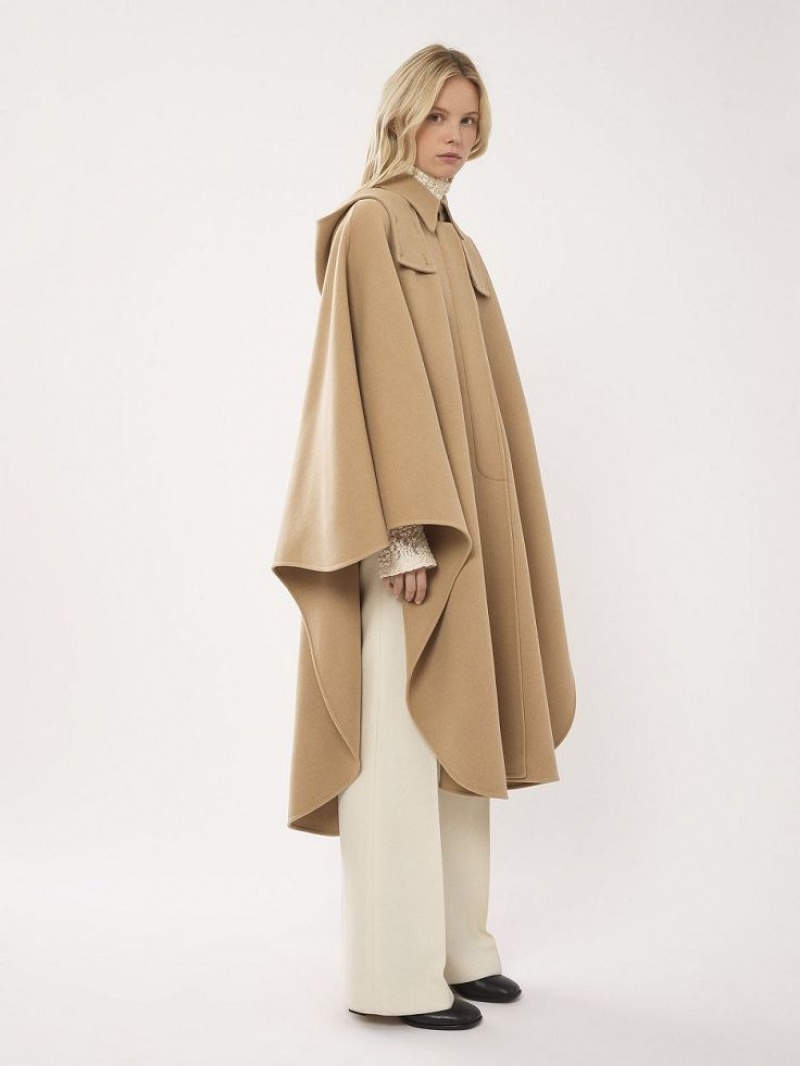 Abrigos Chloe Encapuchado Cape Beige | CHE-SR13821