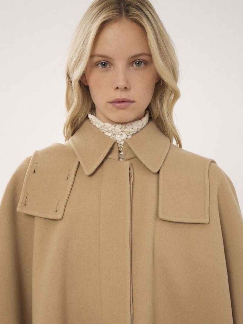 Abrigos Chloe Encapuchado Cape Beige | CHE-SR13821