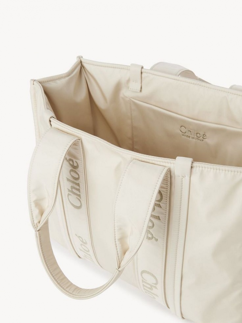 Bolsa De Hombro Chloe Large Woody Blancas | CHE-SR13429