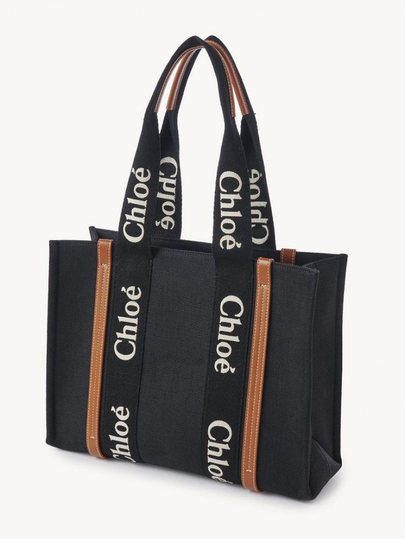 Bolsa De Hombro Chloe Medium Woody Negras Beige | CHE-SR13458