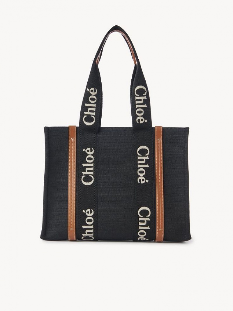 Bolsa De Hombro Chloe Medium Woody Negras Beige | CHE-SR13458