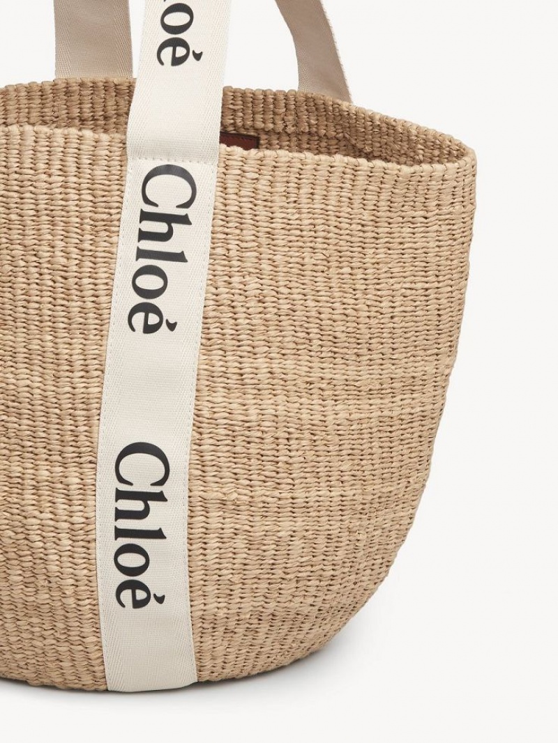 Bolso Tote Chloe Large Woody Basket Blancas | CHE-SR13332