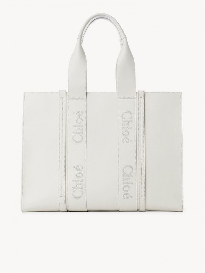 Bolso Tote Chloe Large Woody Blancas | CHE-SR13325