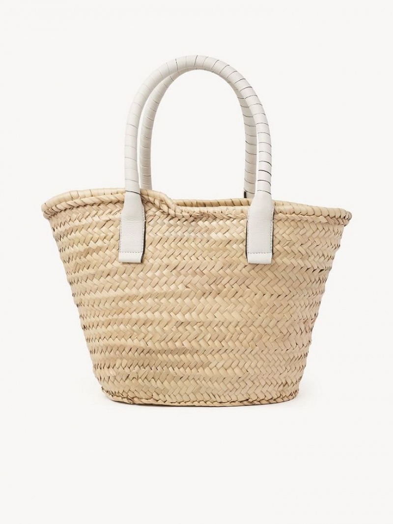 Bolso Tote Chloe Medium Marcie Basket Blancas | CHE-SR13291