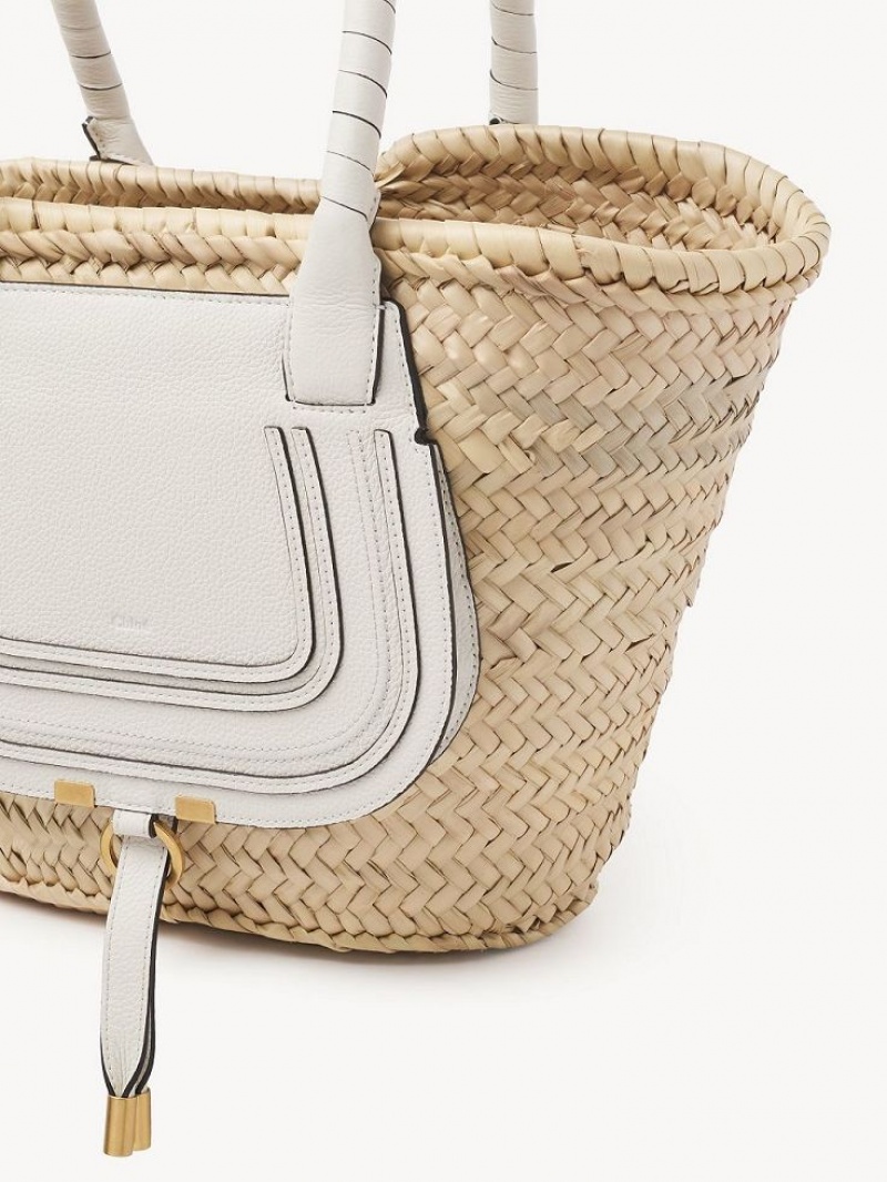 Bolso Tote Chloe Medium Marcie Basket Blancas | CHE-SR13291