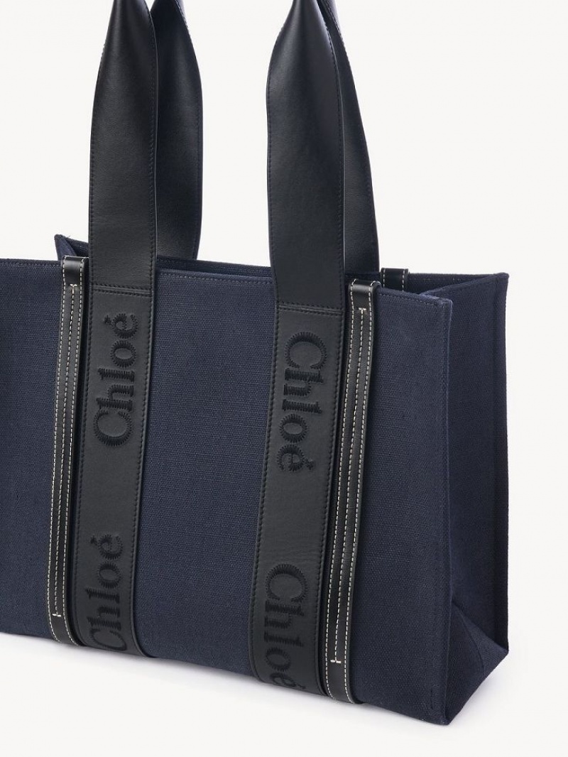 Bolso Tote Chloe Medium Woody Azules Oscuro | CHE-SR13391