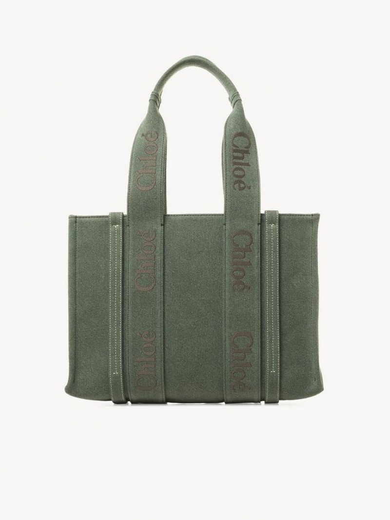 Bolso Tote Chloe Medium Woody Verde | CHE-SR13338