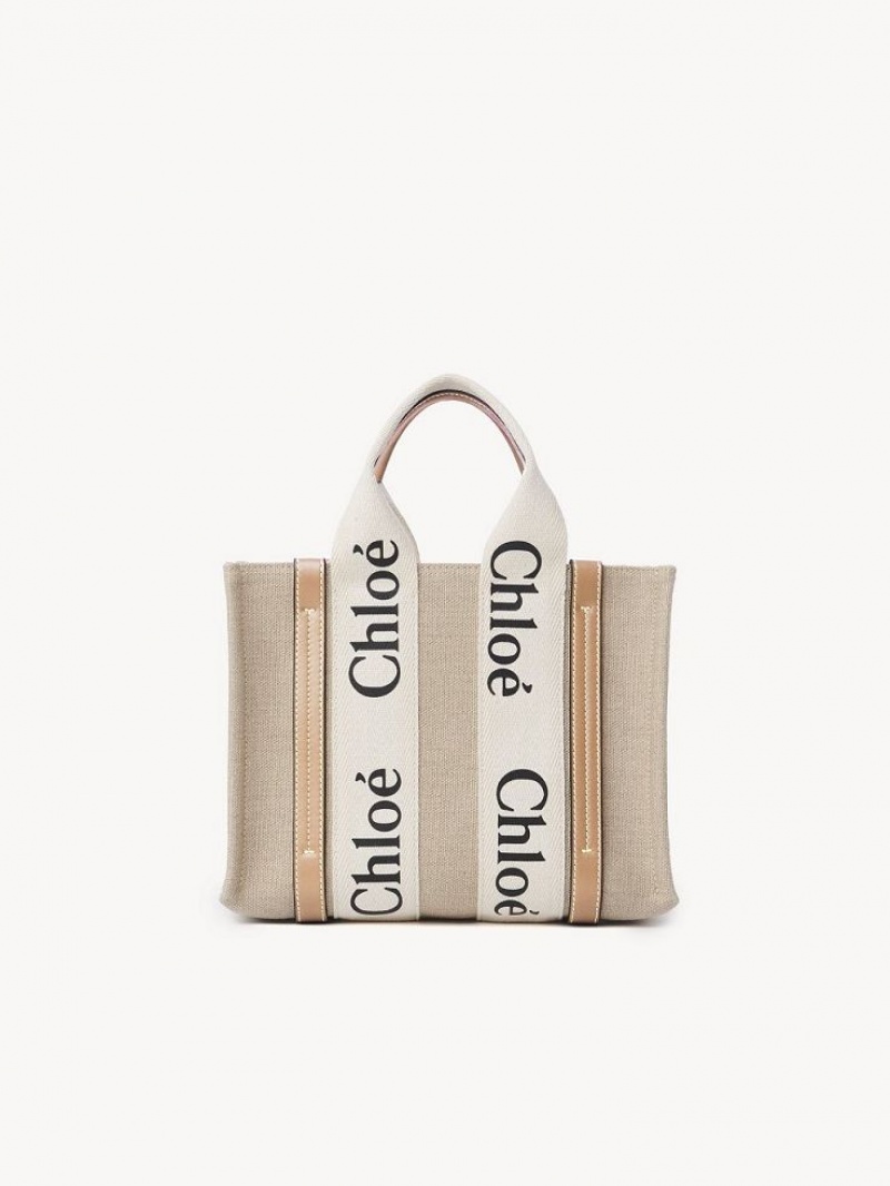 Bolso Tote Chloe Small Woody Blancas Beige | CHE-SR13373