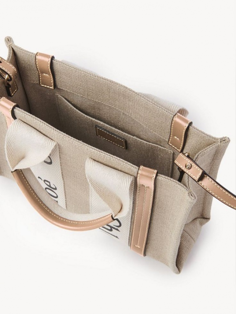 Bolsos Cruzados Chloe Small Woody Blancas Beige | CHE-SR13490