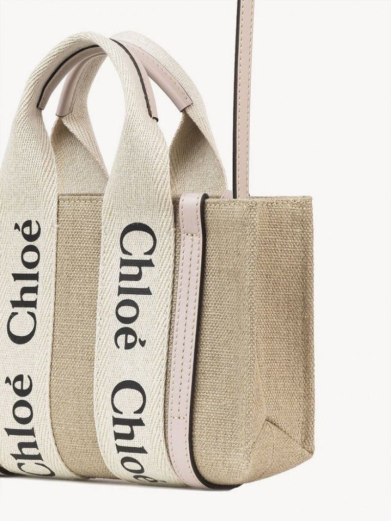 Bolsos Mini Chloe Woody Tote 3 Rosas | CHE-SR13691