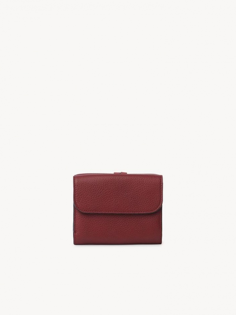 Carteras Pequeñas Chloe Alphabet Small Tri-fold Burdeos Oscuro | CHE-SR14289