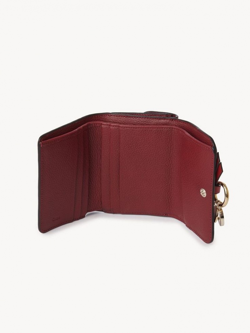 Carteras Pequeñas Chloe Alphabet Small Tri-fold Burdeos Oscuro | CHE-SR14289