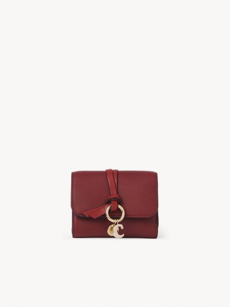 Carteras Pequeñas Chloe Alphabet Small Tri-fold Burdeos Oscuro | CHE-SR14289