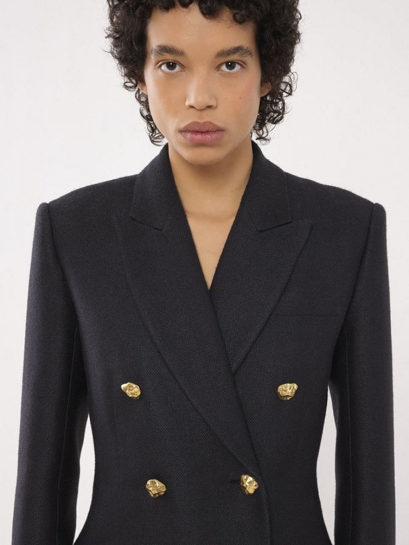 Chaquetas Chloe Long Double-breasted Negras | CHE-SR13777
