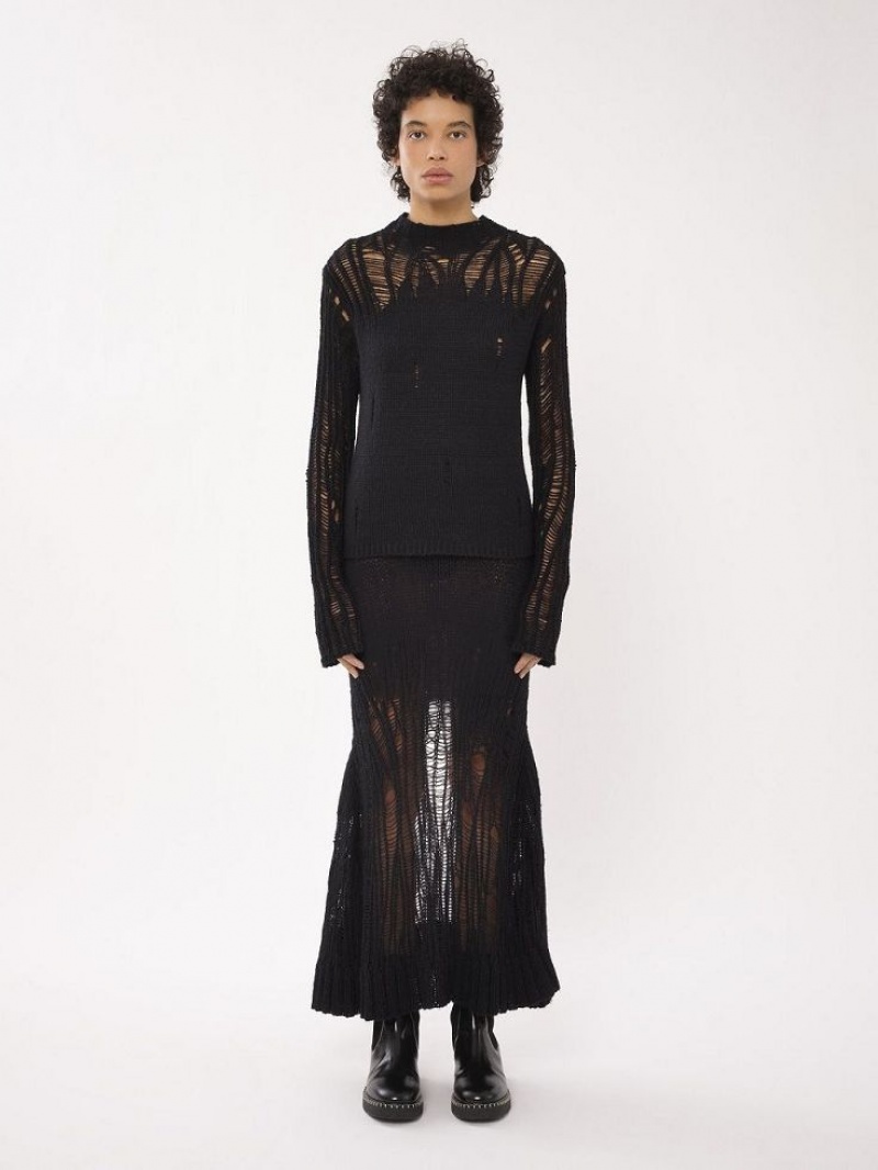 Falda Chloe Flared Long Negras | CHE-SR14095