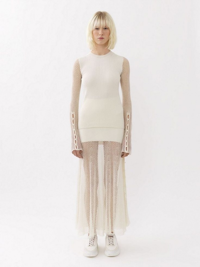 Falda Chloe Flared Maxi Blancas | CHE-SR14077