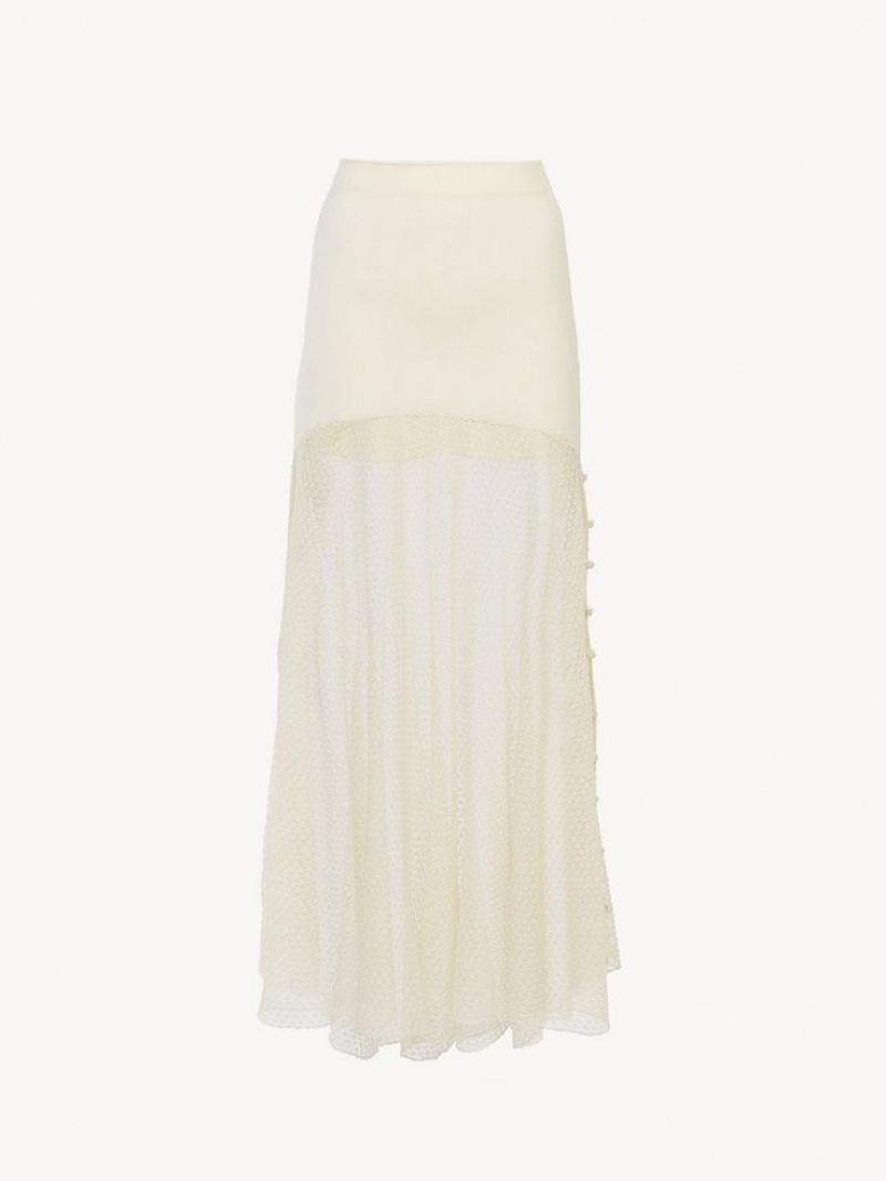 Falda Chloe Flared Maxi Blancas | CHE-SR14077