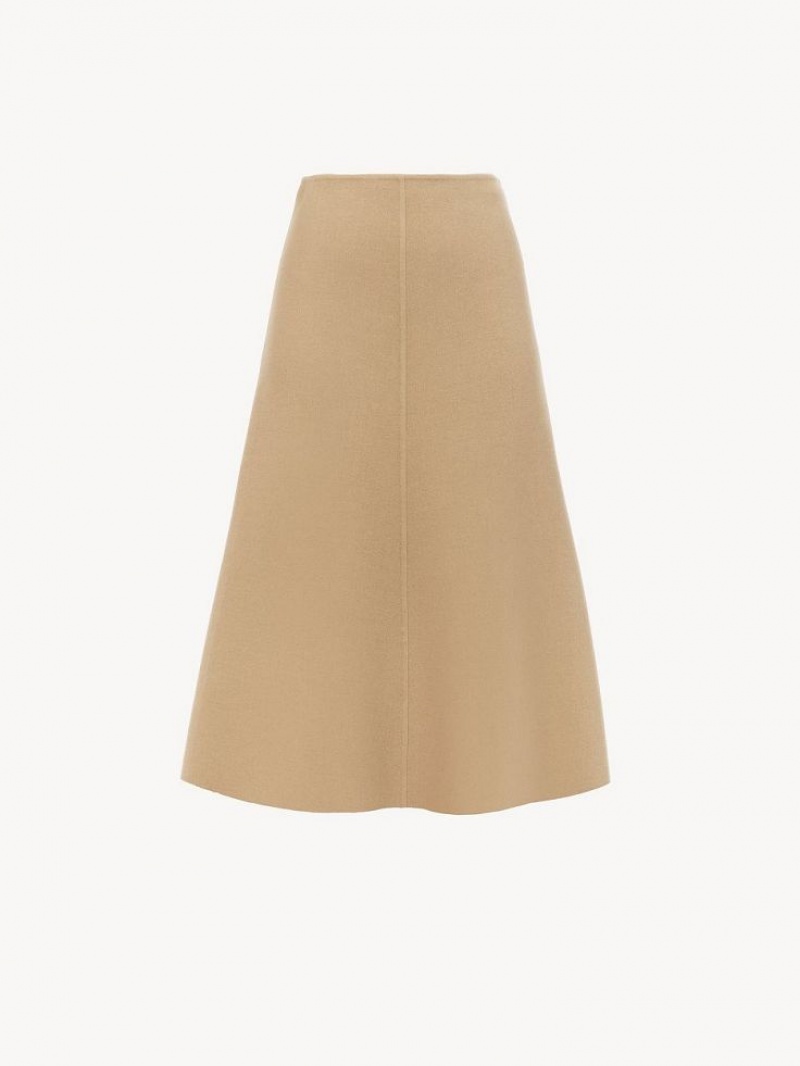 Falda Chloe Flared Midi Beige | CHE-SR14093