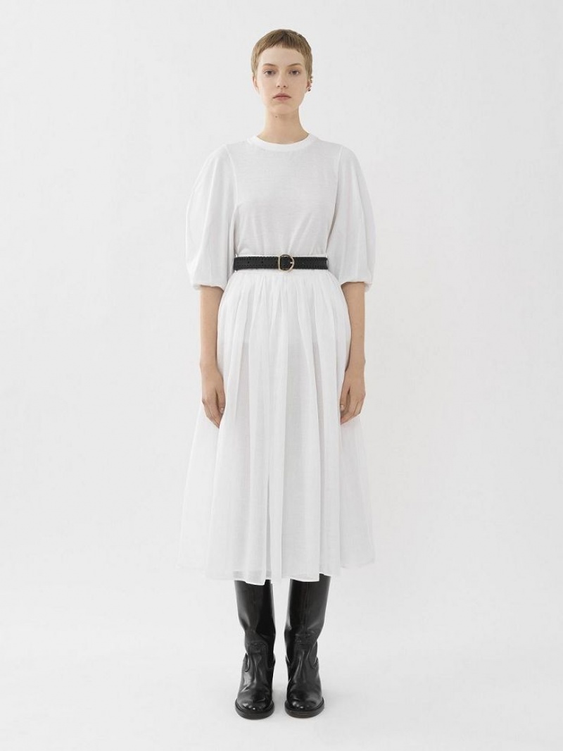 Falda Chloe Gathered Mid-length Blancas | CHE-SR14073