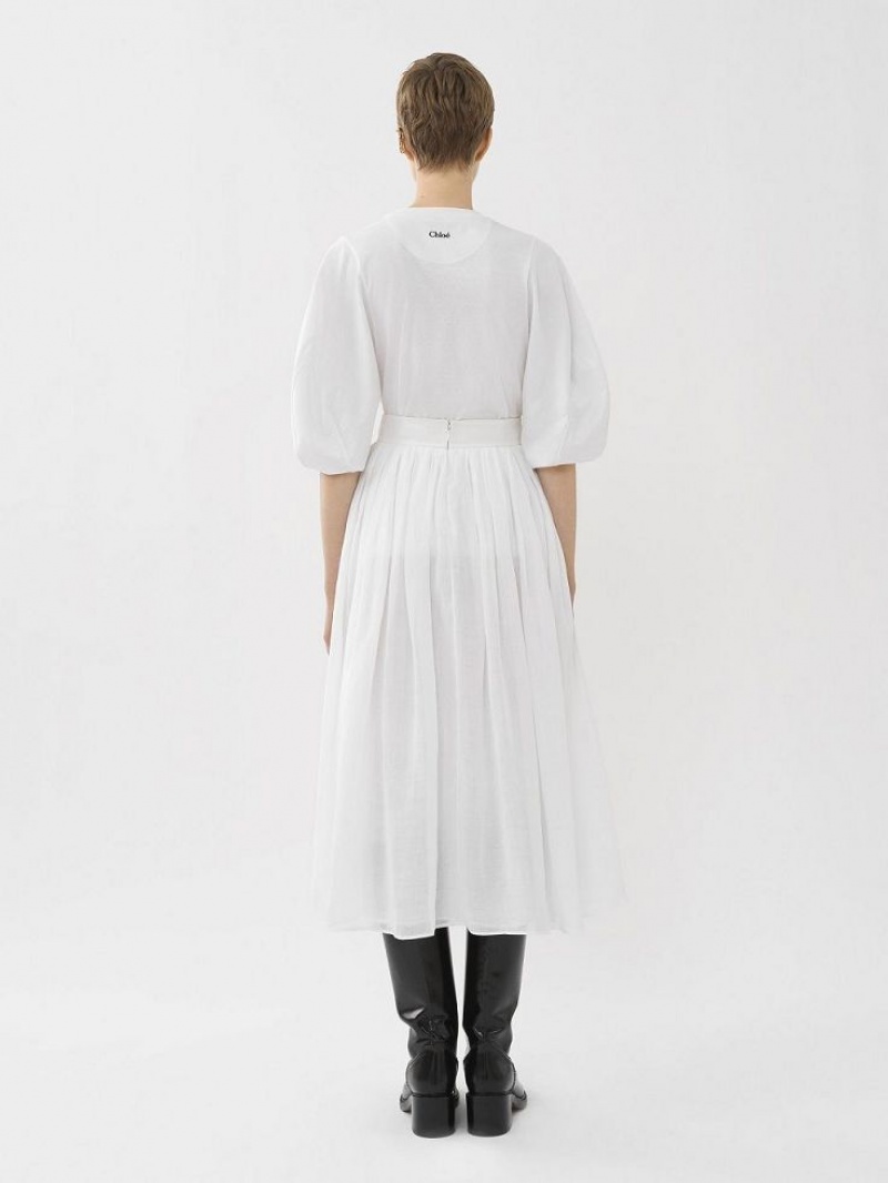 Falda Chloe Gathered Mid-length Blancas | CHE-SR14073