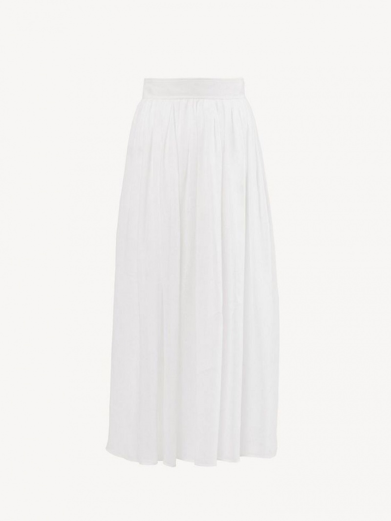 Falda Chloe Gathered Mid-length Blancas | CHE-SR14073