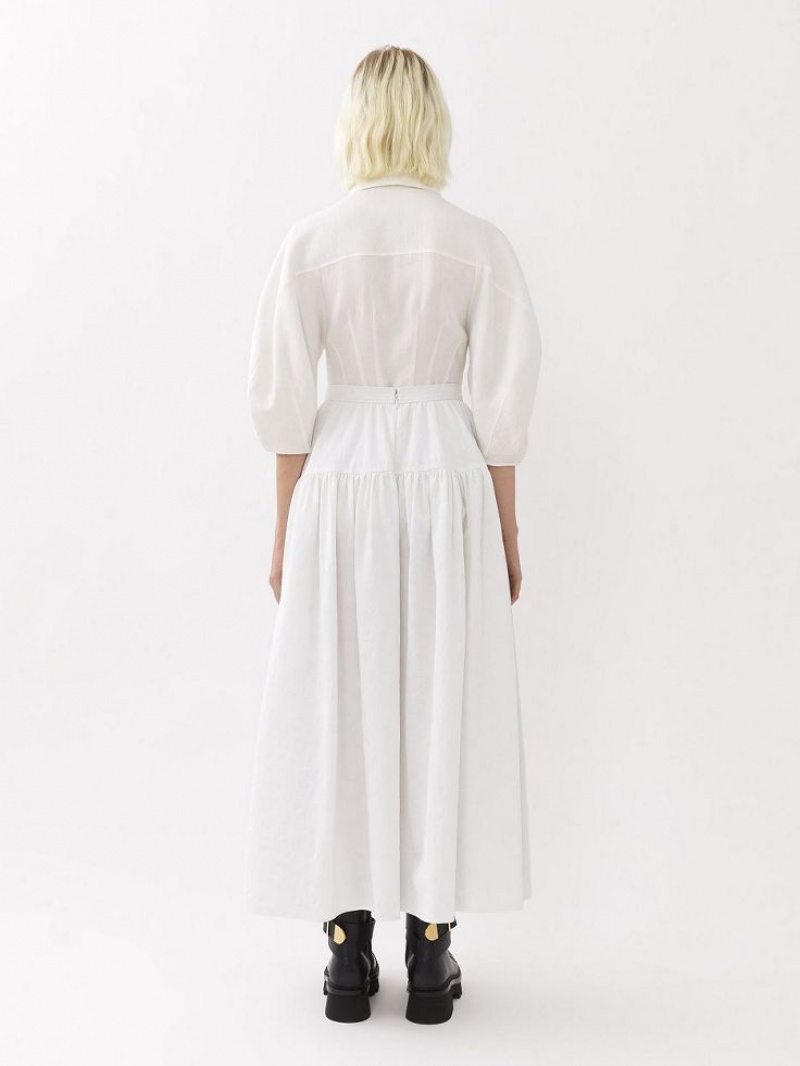 Falda Chloe Tiered Maxi Blancas | CHE-SR14078