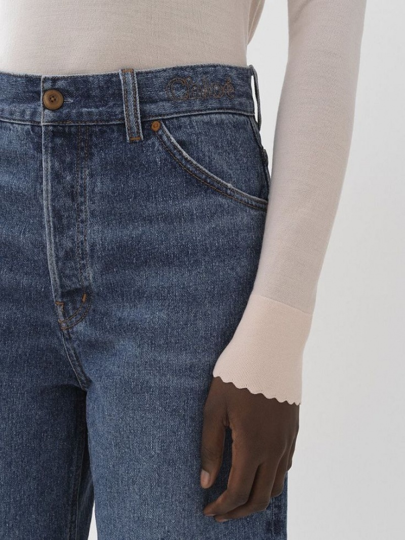 Jeans Chloe Stromboli Anchos Cropped Azules | CHE-SR14011