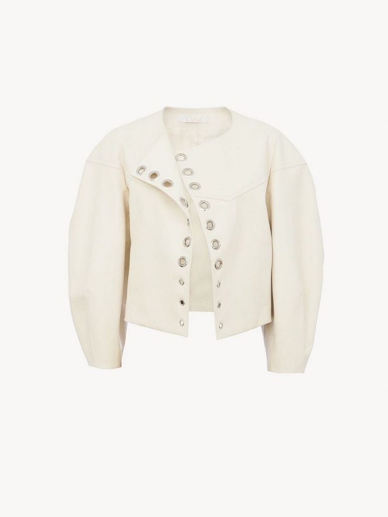 Leather Chloe Boxy Jacket Blancas | CHE-SR14104
