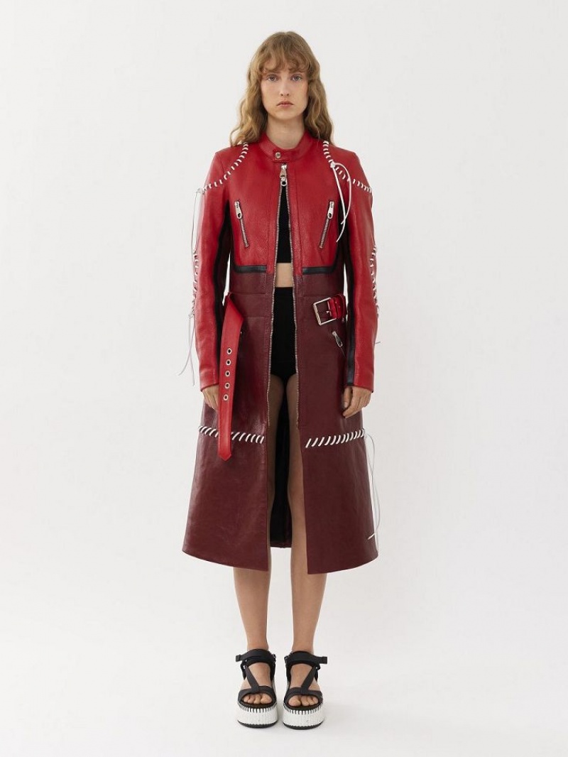 Leather Chloe Ciclismo Coat Moradas Rojas | CHE-SR14105