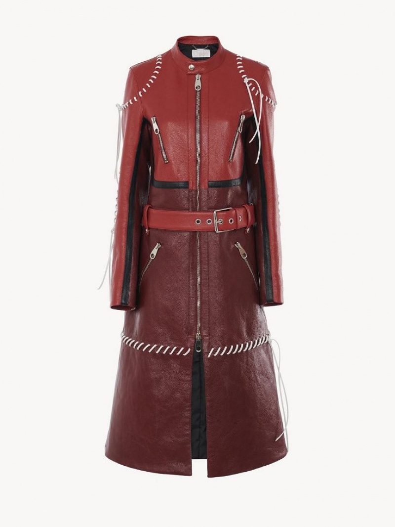 Leather Chloe Ciclismo Coat Moradas Rojas | CHE-SR14105