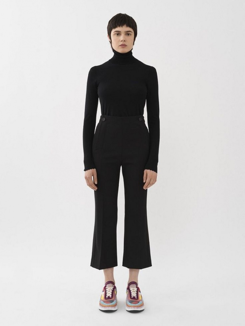 Pantalon Chloe Cropped Sailor Negras | CHE-SR13994