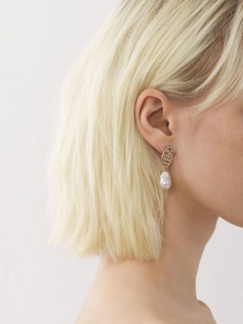 Pendientes Chloe Darcey Encaje Drop Doradas Blancas | CHE-SR14438