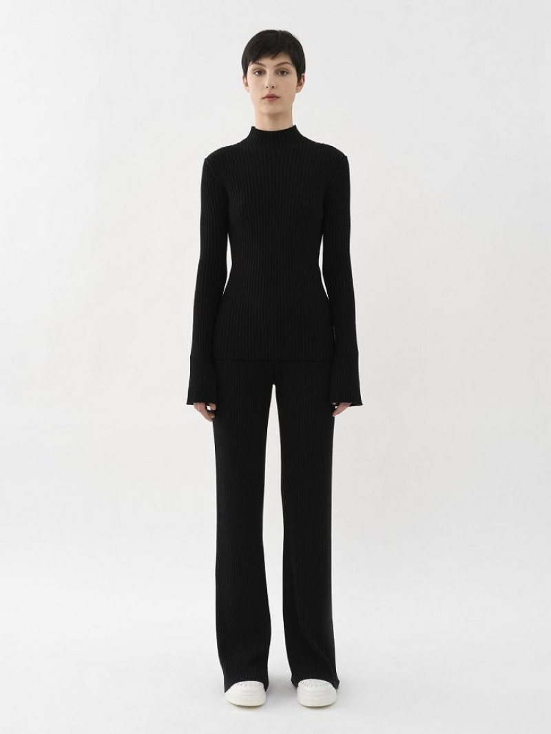 Prendas De Punto Chloe Mock-neck Negras | CHE-SR13919