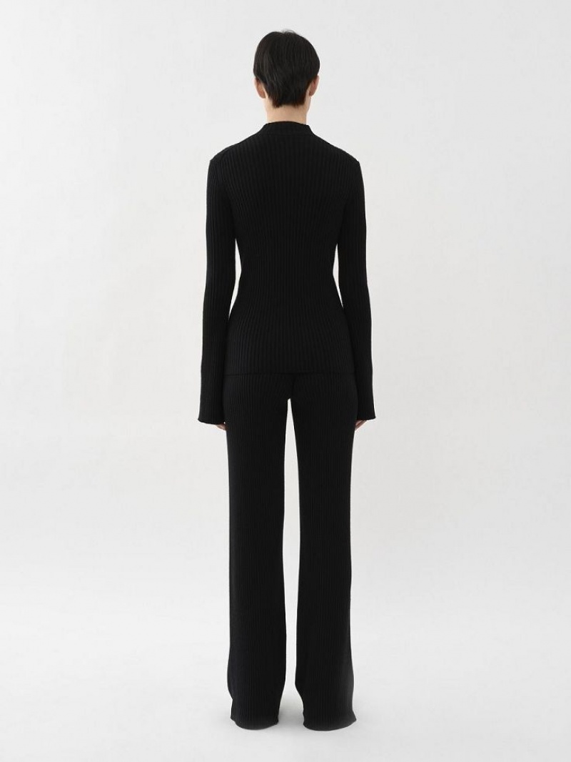 Prendas De Punto Chloe Mock-neck Negras | CHE-SR13919