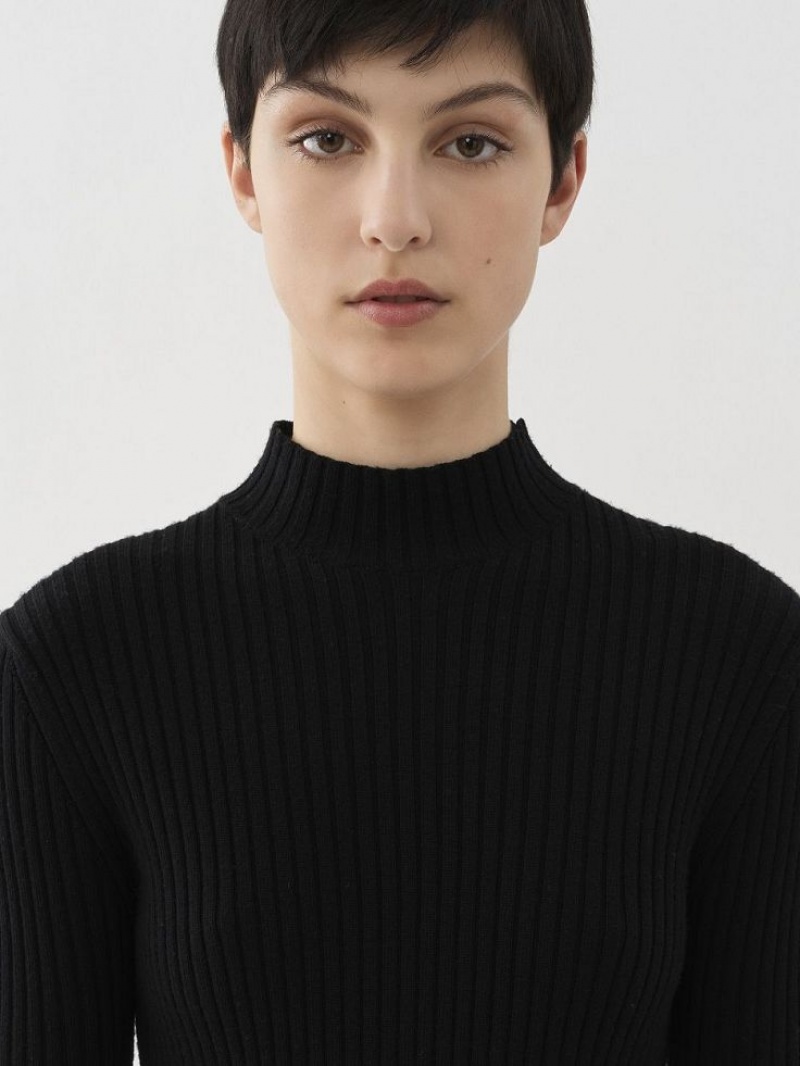 Prendas De Punto Chloe Mock-neck Negras | CHE-SR13919