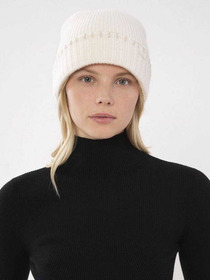Sombreros Chloe Acanalado Knit Beanie Blancas | CHE-SR14473