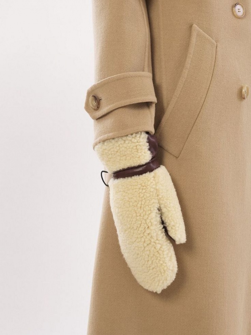 Sombreros Chloe Shearling Mittens Beige Marrones | CHE-SR14467