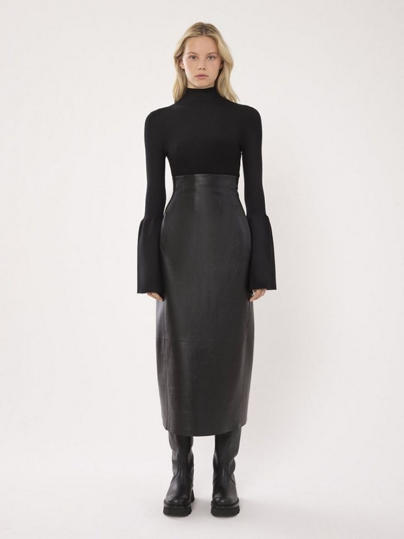 Suéteres Chloe Fitted Mock-neck Negras | CHE-SR13903