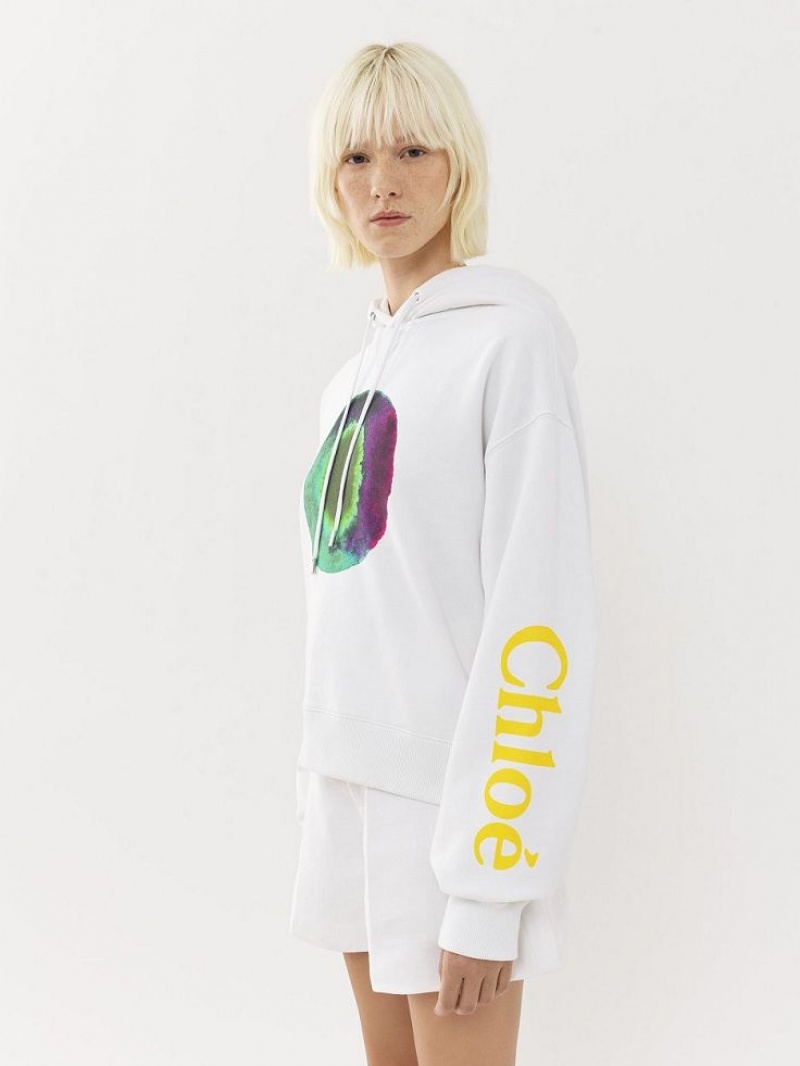Suéteres Chloe Printed Encapuchado Blancas Verde | CHE-SR13869