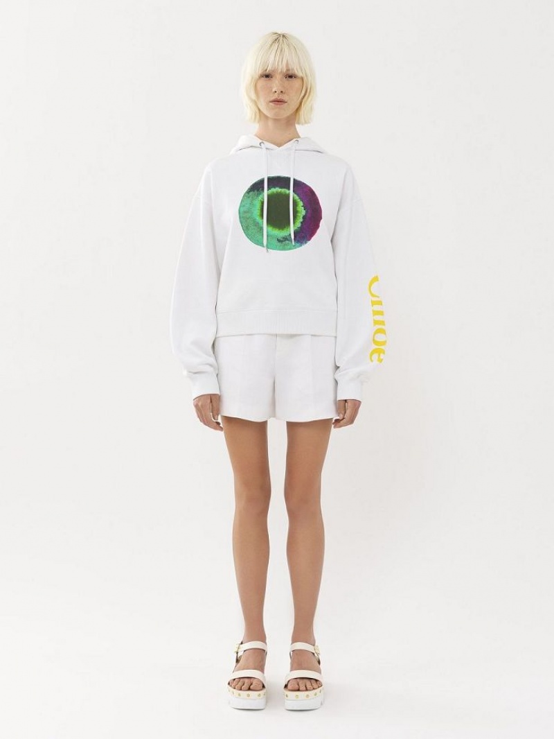 Suéteres Chloe Printed Encapuchado Blancas Verde | CHE-SR13869