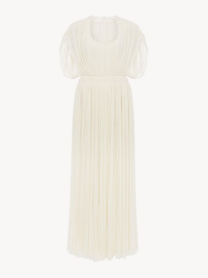 Vestido Chloe Plisado Long Blancas | CHE-SR13859