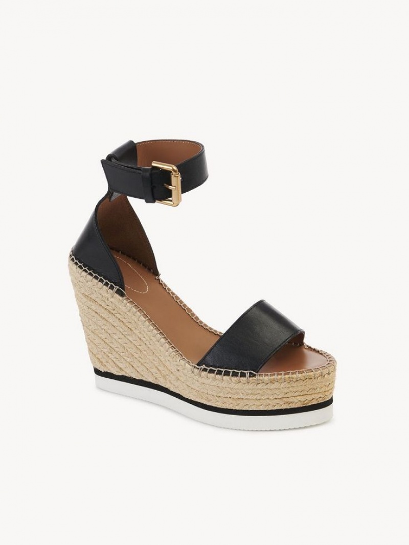Wedge Chloe Glyn Alpargata Negras | CHE-SR14839