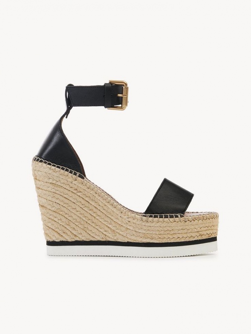 Wedge Chloe Glyn Alpargata Negras | CHE-SR14839