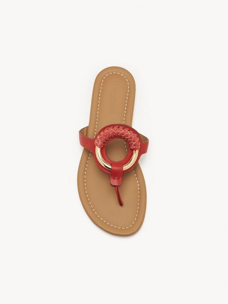 Zapatos Planos Chloe Hana Flip-flop Rojas | CHE-SR14817